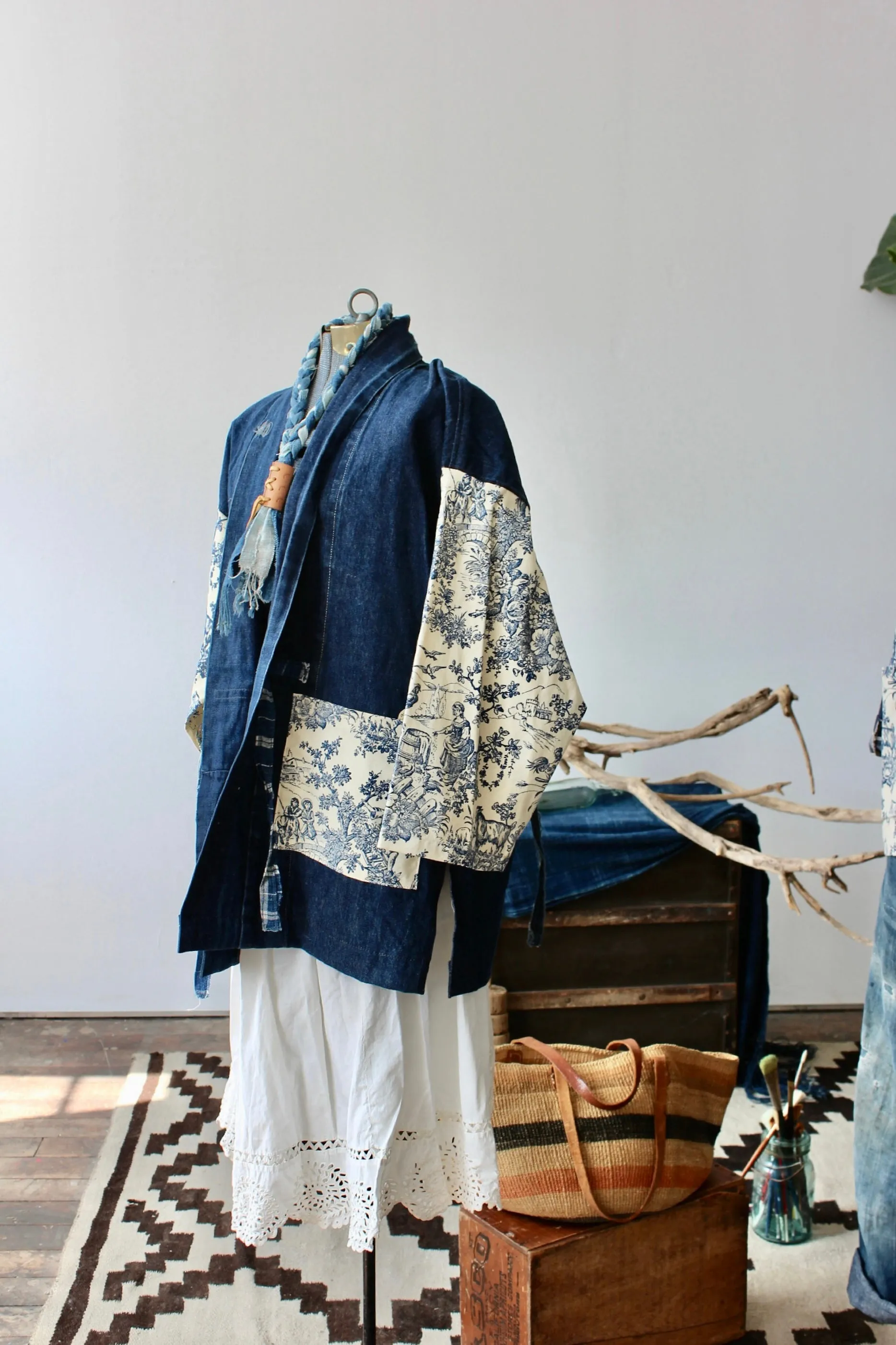The Highlands Foundry Heritage Denim   Toile Haori Jacket THF29