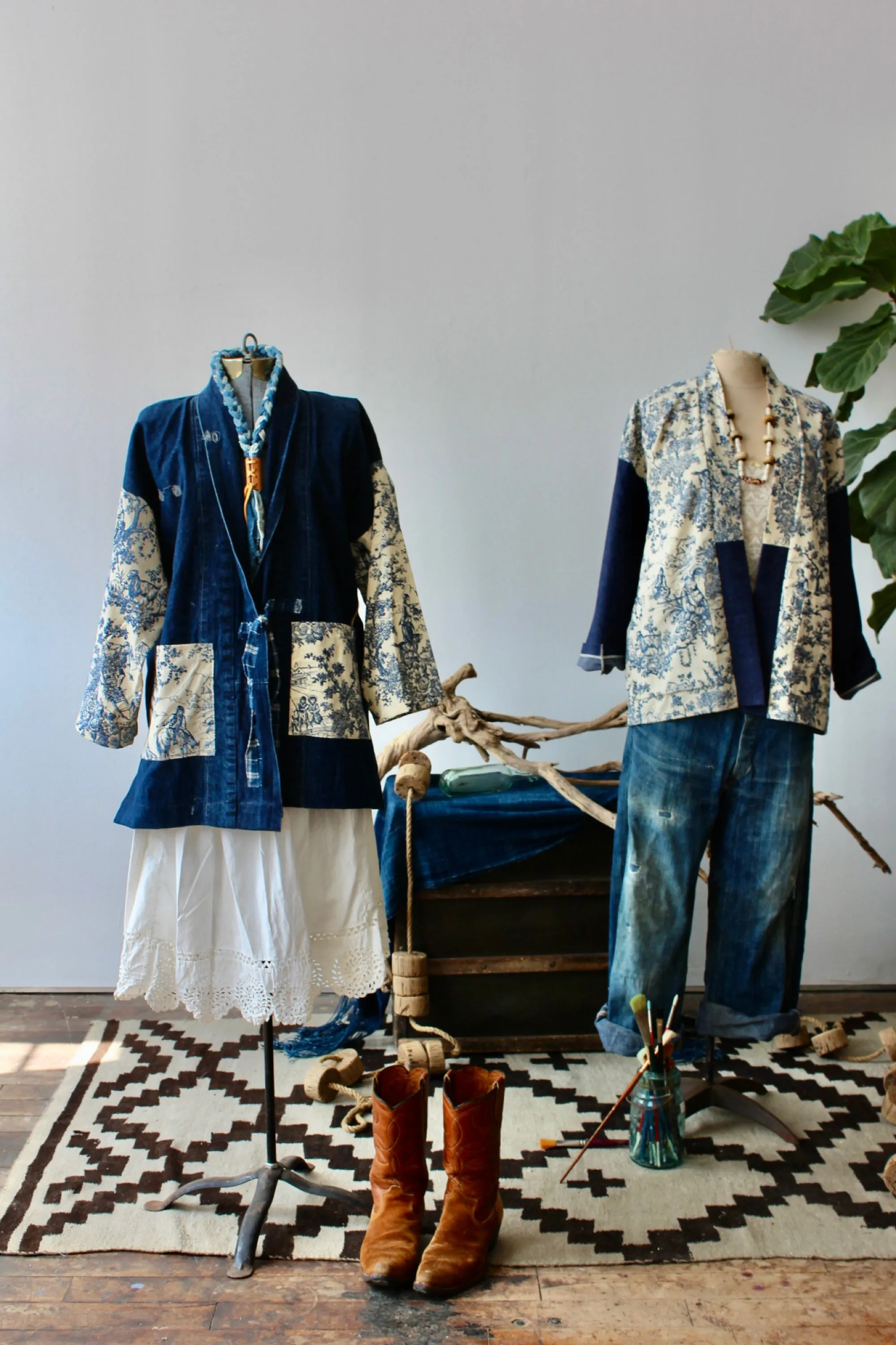 The Highlands Foundry Heritage Denim   Toile Haori Jacket THF29