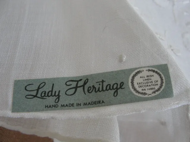 Vintage MADEIRA Embroidered Hankie Handkerchief WhiteWork Embroidery Openwork Wedding Bridal Bridesmaid Special Hanky Lady Heritage Label