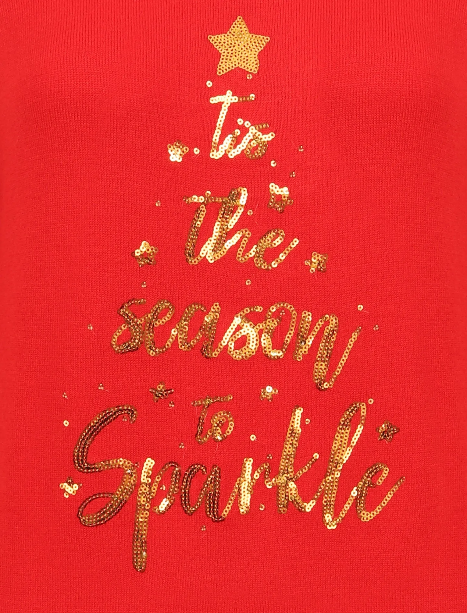 Women’s Xmas Santas Little Helper Sequin Motif Novelty Christmas Jumper in Red