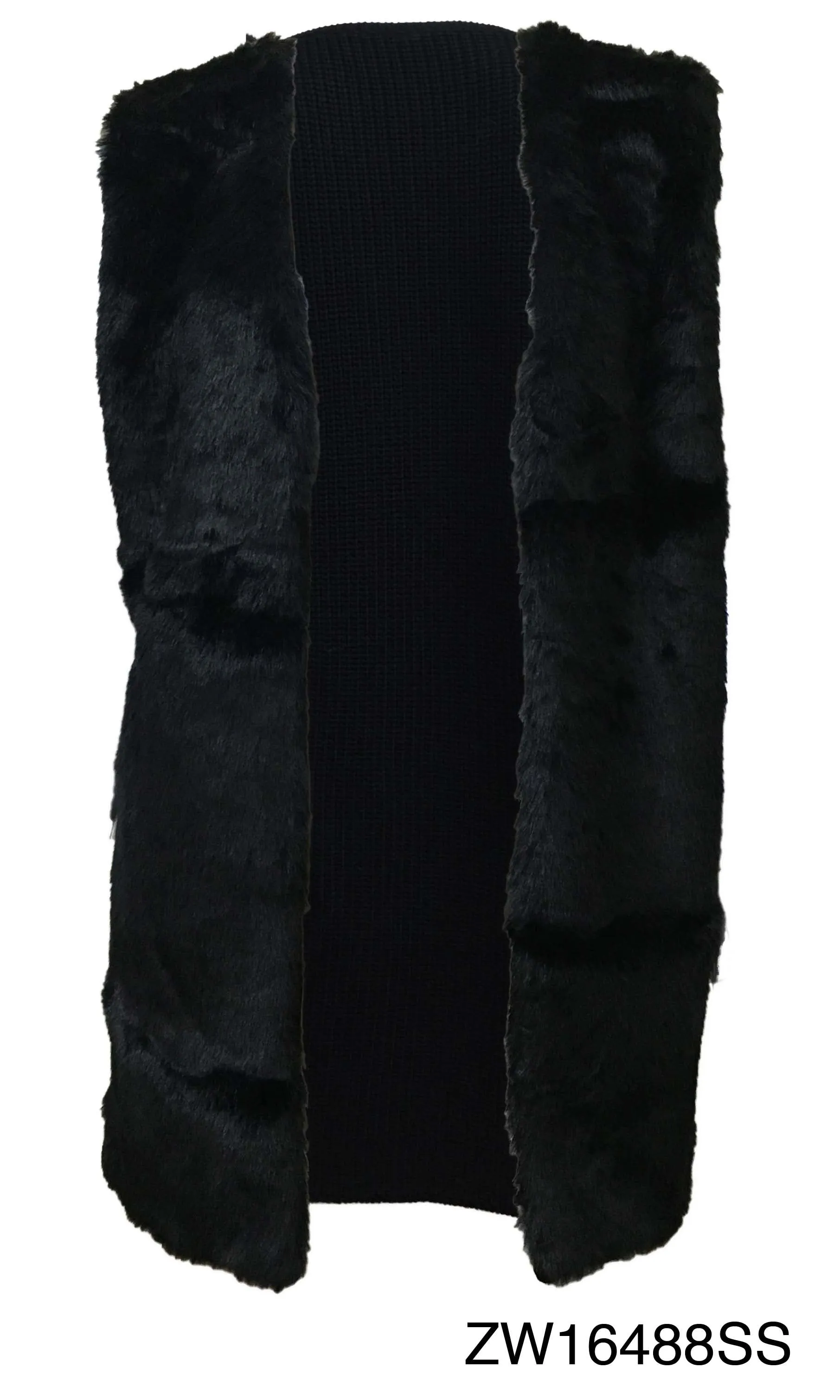 ZW16488SS Black Faux Fur Vest (Pack)